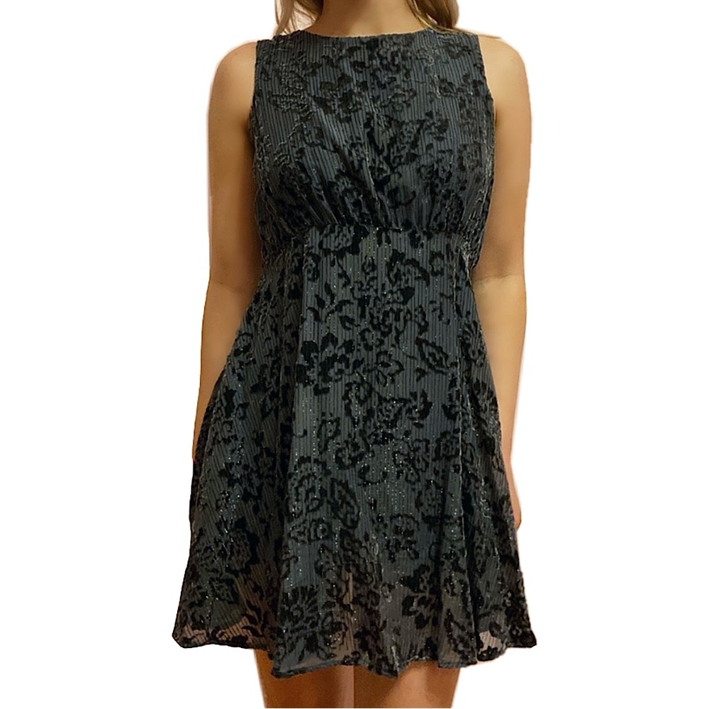 FP Grey Velvet Shimmer Empire Waist Dress